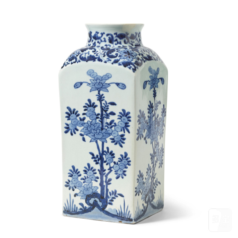 江戶時代 十七/十八世紀 青花方瓶 | A LARGE BLUE AND WHITE SQUARE VASE